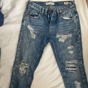 destressed boyfriend jeans